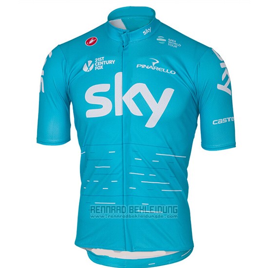 2017 Fahrradbekleidung Sky Azurblau Trikot Kurzarm und Tragerhose - zum Schließen ins Bild klicken